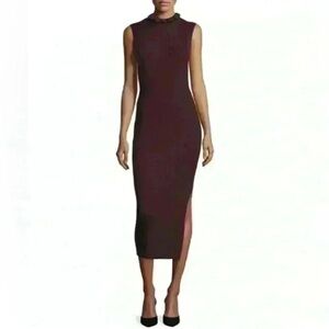 Theory Sleeveless Midi Dress in Plum/Burgundy